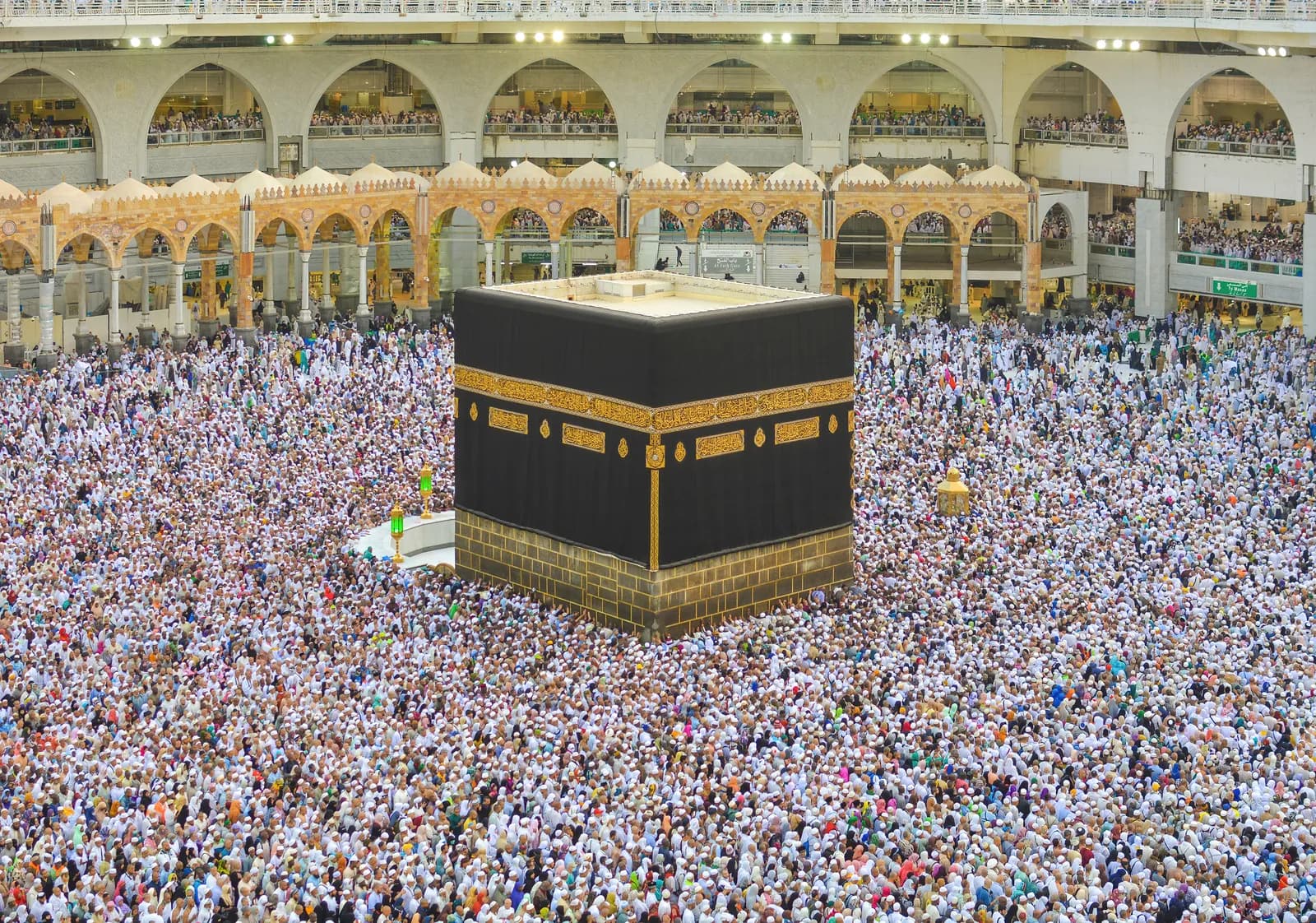 Pilgrims surrounding the Kaaba inside Masjid al-Haram