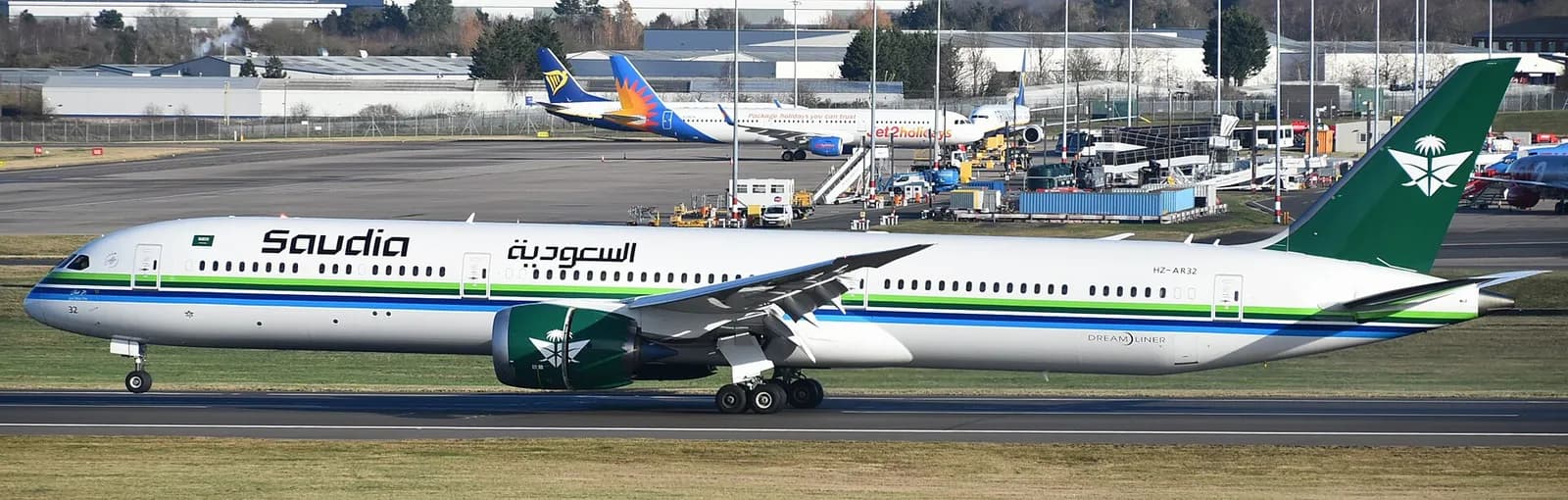 A Saudia Boeing 787 on the taxiway